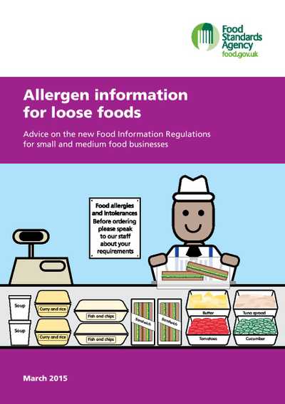 Cover page for 'Allergen information for loose foods'